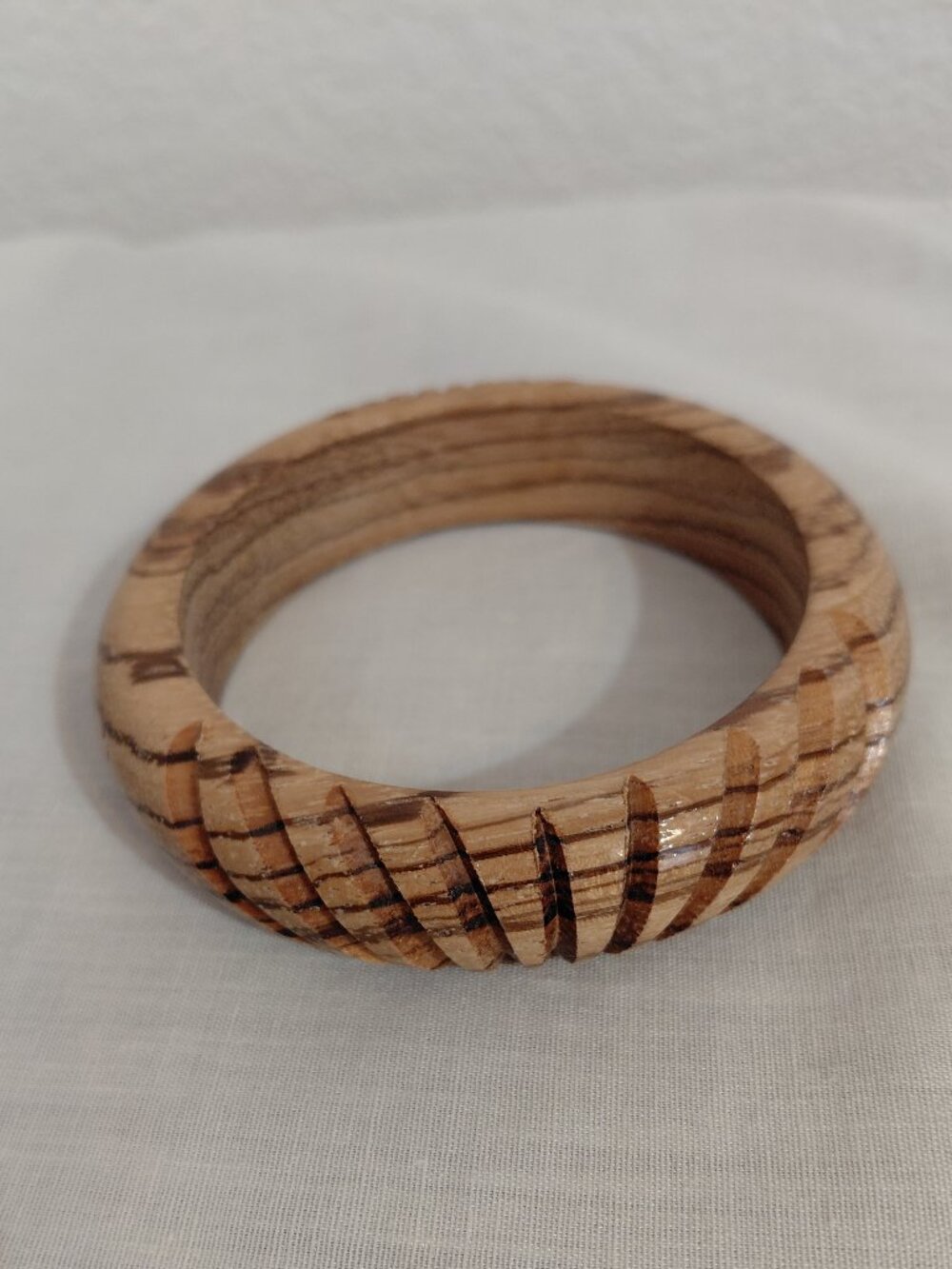 Vintage Carved Wood Bangle Bracelet